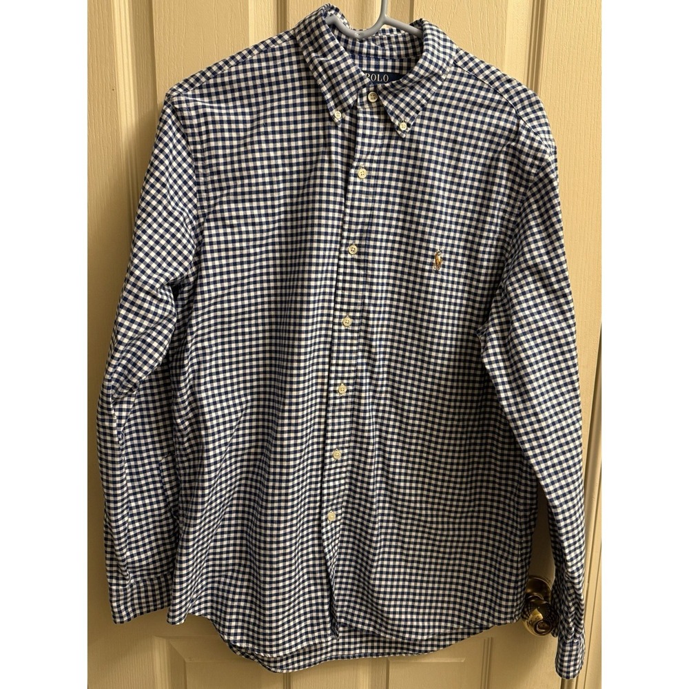 VTG Polo Ralph Lauren Classic‎ Fit Gingham Check Long Sleeve Button-Down Large